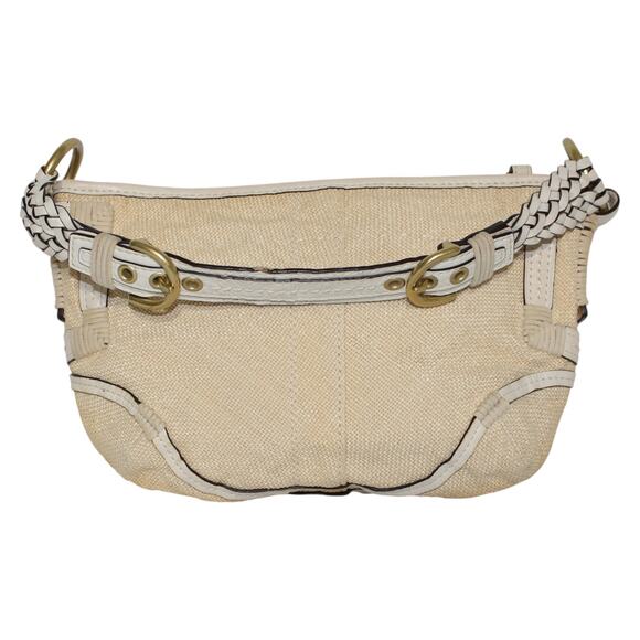 Coach Straw & Leather Soho Hobo Shoulder Bag 4710 Ivory colored leather trim - Picture 6 of 12